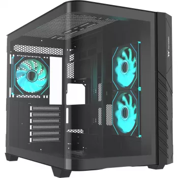Thermaltake Vision 330 CR ARGB SE Edition Mid Tower Case, Black, 3x Tempered Glass Panels, 3x CT140 ARGB Fans