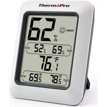 ThermoPro TP50 Digital Thermo-Hygrometer with Large LCD, Indoor Thermometer and Humidity Monitor, Max/Min Records, Comfort Indicator, Tabletop and Magnetic Mount