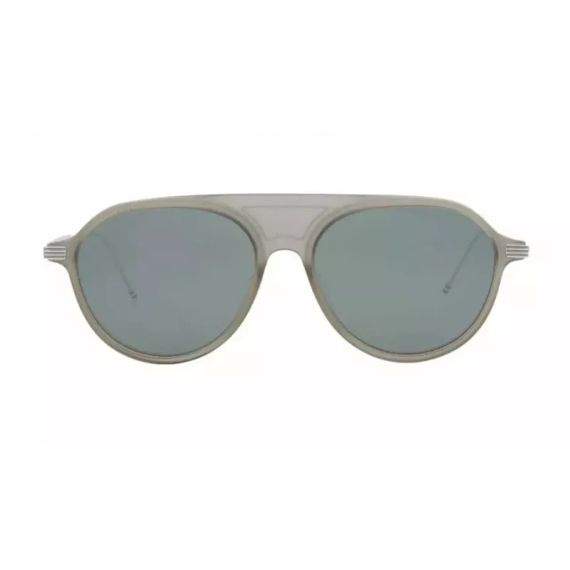 Thom Browne TB809BGRYSLV5 Unisex Sunglasses - Grey Frame, Silver Mirrored Lenses, 55/18/145 mm