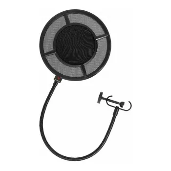 THRONMAX P1 Double-Layer Nylon Mesh Pop Filter with 350 mm Gooseneck and Universal Screw Clamp, Black