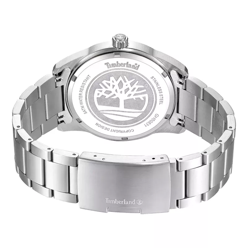 Timberland Henniker II Men's Quartz Analog Wristwatch 45 mm Stainless Steel Blue Dial Brown Leather