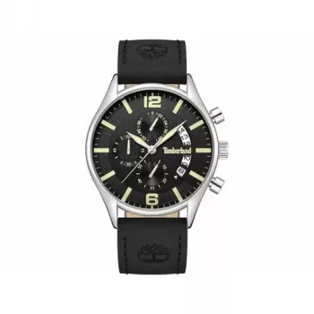 Timberland Men's Quartz Analog Watch TDWGC9001201 43 mm Stainless Steel Case Black Dial Brown Leather Strap