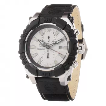 TIMBERLAND Men's Watch Henniker II 133317JS11NNN 45mm Stainless Steel Case Black Dial Brown Leather Strap Quartz