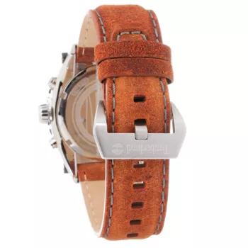 Timberland Men's Watch TBL1331JS-02C 45mm Stainless Steel Quartz Analog Black Dial Brown Leather Strap