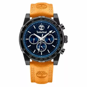Timberland Men's Watch TDWGF2230406M 46mm Stainless Steel Blue Dial Brown Leather Strap