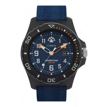 TIMEX Men's Expedition North Field Post Solar Watch TW2V40300 – 46mm Stainless Steel Green Dial Brown Leather Strap Solar Quartz