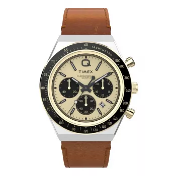 Timex TW2W64400 Men's Field Watch 42mm Black Dial Brown Leather Strap