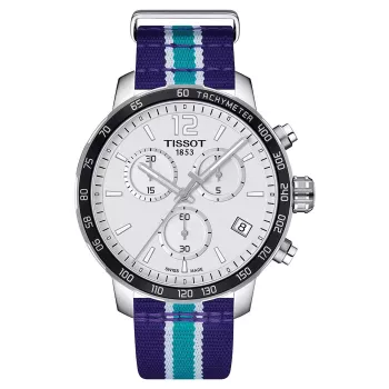 TISSOT PRS 516 Men's Swiss Quartz Chronograph Watch 42mm Silver Dial Brown Leather Strap T095417170373