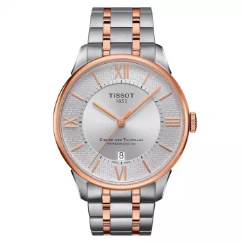 TISSOT T-Classic Chemin des Tourelles Men's Automatic Watch 42mm Stainless Steel with Rose Gold PVD