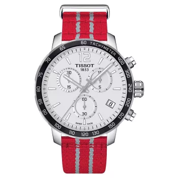 TISSOT T-Sport Chrono XL Classic Men's Watch 42mm Silver Dial Blue Textile Strap Swiss Quartz Chronograph T09541717037