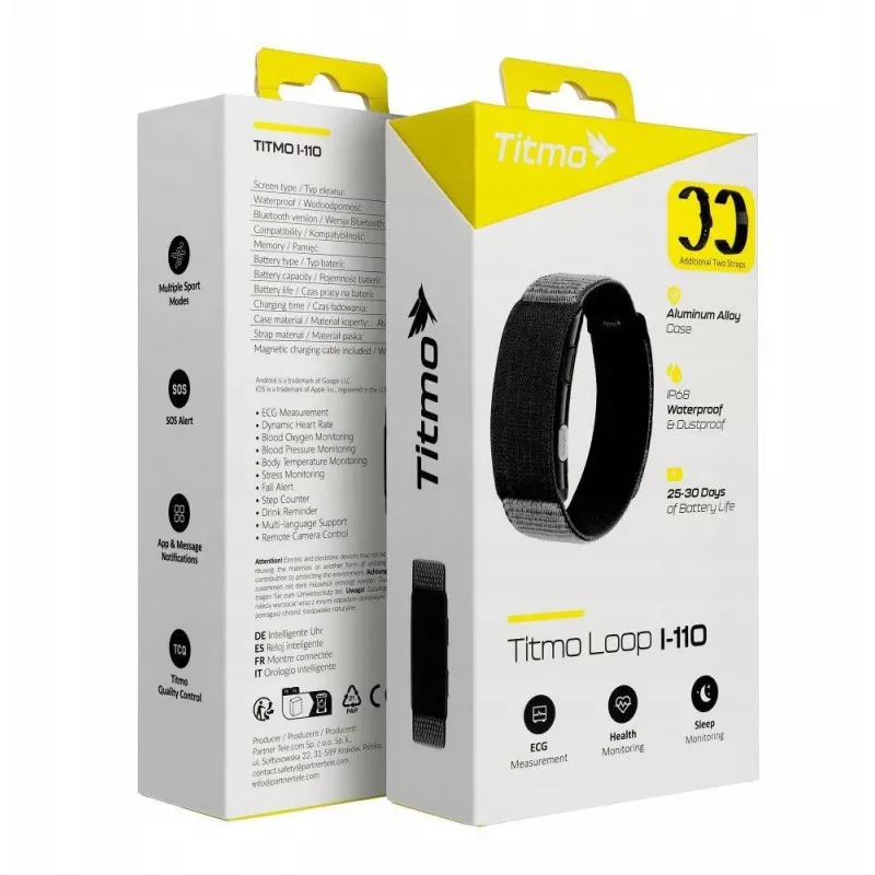 Titmo Loop I-110 Smartband Black ECG HRV Blood Pressure SpO2 IP68