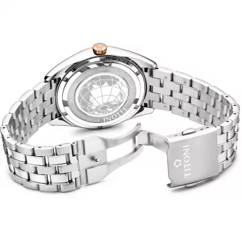 TITONI Airmaster Men's Swiss Automatic Watch 878SRG-657 41mm Rose Gold PVD Stainless Steel Brown Leather