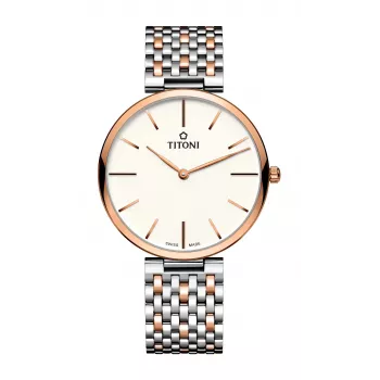 TITONI Airmaster Men's Watch TQ52718SRG606 37mm Swiss Quartz Silver Dial Brown Leather Strap