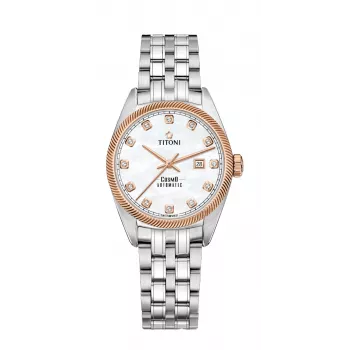 TITONI Women's Automatic Watch 818SRG-622 30mm Stainless Steel with Diamonds