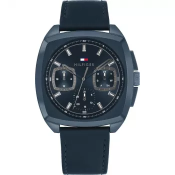 Tommy Hilfiger Men's 1710558 Analog Quartz Watch 40 mm Blue Dial Brown Leather
