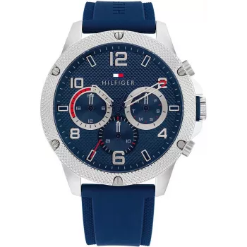 Tommy Hilfiger Men's 1792027 Analog Quartz Watch 44mm Blue Dial Silver Stainless Steel
