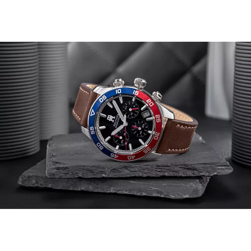 Tommy Hilfiger Men's Damon Quartz Watch 1792166 40mm Blue Dial Brown Leather