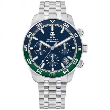 Tommy Hilfiger Men's Damon Quartz Watch 1792185 41mm Blue Dial Stainless Steel