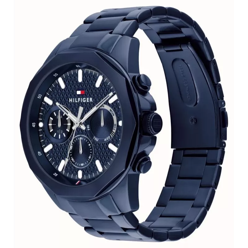 Tommy Hilfiger Men's Decker Quartz Watch 1710652 46mm Blue Dial Stainless Steel