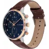 Tommy Hilfiger Men's Watch 1791987 44mm Stainless Steel Case Brown Leather Strap Blue Dial