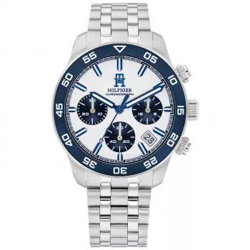 Tommy Hilfiger Men's Watch 1792157 41mm Blue Dial Brown Leather