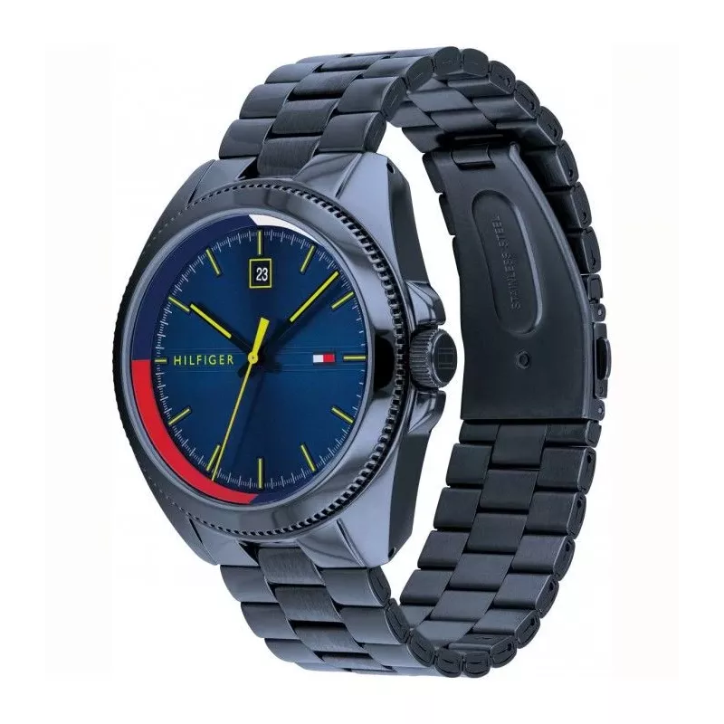 Tommy Hilfiger Men's Watch TH1791689 44mm Blue Dial Brown Leather Strap