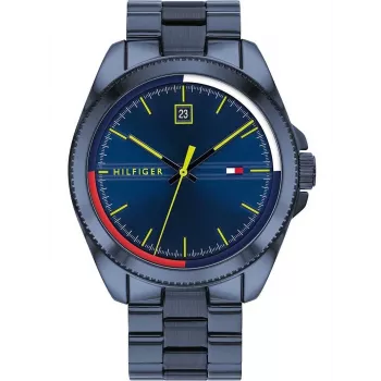 Tommy Hilfiger Men's Watch TH1791689 44mm Blue Dial Brown Leather Strap