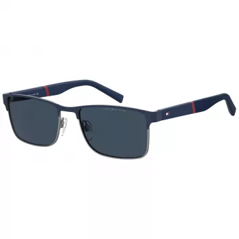 TOMMY HILFIGER TH-2040-S-KU0 Men's Rectangular Sunglasses Havana Acetate Frame Grey Polycarbonate Lenses UV400