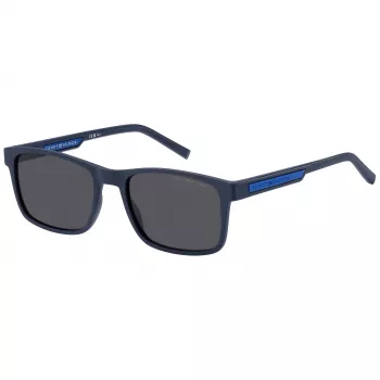 TOMMY HILFIGER TH-2089-S-FLL Men's Sunglasses - Black Acetate Frame with Grey Polycarbonate Lenses - 56/19/145 mm