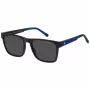 TOMMY HILFIGER TH-2144-S-D51 Men's Rectangular Sunglasses - Black Acetate Frame Grey Polycarbonate Lens 55/19/145 mm