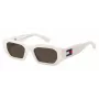 TOMMY JEANS TJ-0099-S-VK6 Unisex Rectangular Sunglasses, Black Frame, Smoke Grey Lens, 53/20/145 mm