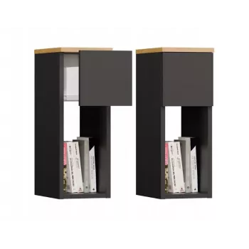 TOP E SHOP GALAX 20/1S Bedside Table, Anthracite/Artisan