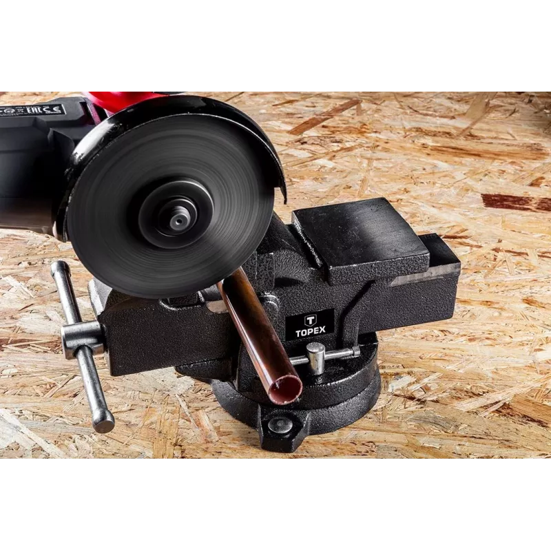 TOPEX Swivel Locksmith Vise 125 mm with 360° Rotating Base and Anvil