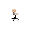 Topstar TEC 11 Wooden Work Stool with Stepless Height Adjustment, TÜV Certified, Beech Seat and Backrest, Polished Aluminum Base, 72210 HO1