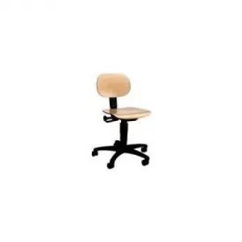 Topstar TEC 11 Wooden Work Stool with Stepless Height Adjustment, TÜV Certified, Beech Seat and Backrest, Polished Aluminum Base, 72210 HO1