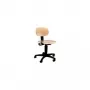 Topstar TEC 11 Wooden Work Stool with Stepless Height Adjustment, TÜV Certified, Beech Seat and Backrest, Polished Aluminum Base, 72210 HO1