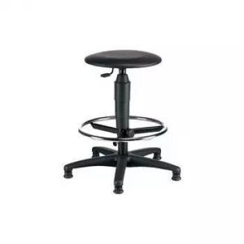 Topstar TEC 60 Swivel Stool with Stepless Height Adjustment, Skai Counter Artificial Leather, Black, TÜV Certified 72260 D10T