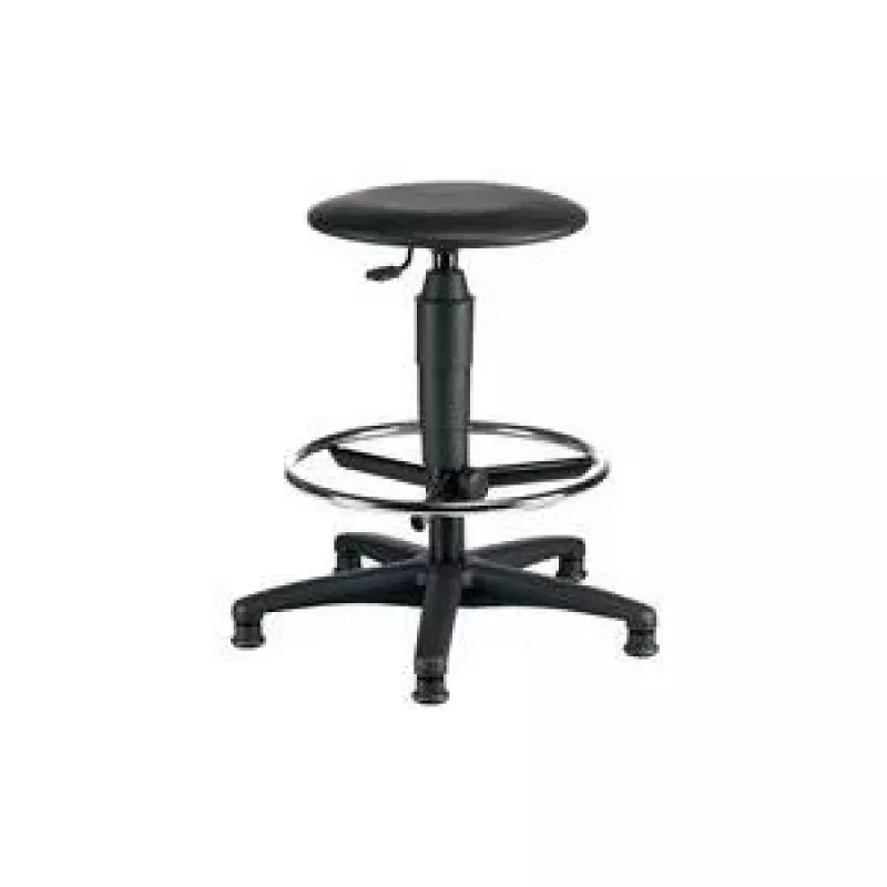 Topstar TEC 60 Swivel Stool with Stepless Height Adjustment, Skai Counter Artificial Leather, Black, TÜV Certified 72260 D10T