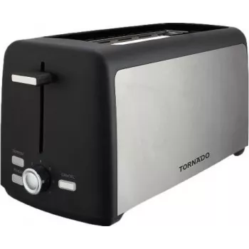 Tornado TTA-7402-GS Toaster - 2 Slice 1400W Pop-Up Toaster with 7 Browning Levels, Black/Silver