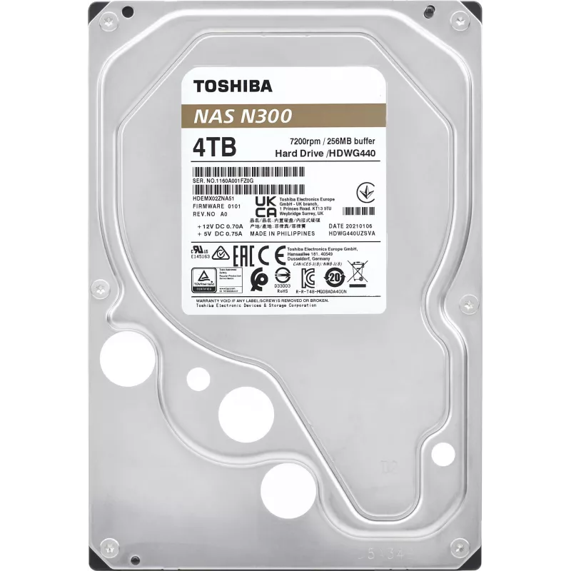 Toshiba N300 NAS 4TB Internal Hard Drive 3.5 inch SATA 6Gb/s 7200RPM 128MB Cache