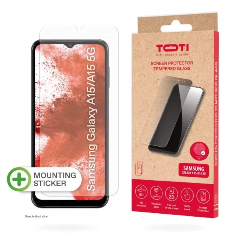 TOTI Tempered Glass 2D Screen Protector for Samsung Galaxy A15/A15 5G, Transparent