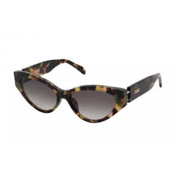 TOUS Women's Sunglasses STOB84V5501GQ Cat Eye Acetate Havana Brown Gradient Lens 55mm