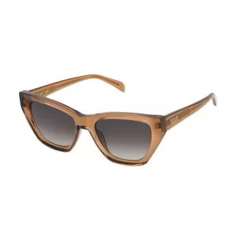 TOUS Women's Sunglasses STOB85-530D67 Brown Havana Butterfly Acetate Frame with Brown Gradient Polycarbonate Lenses 53/15/140 mm