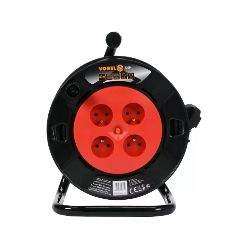 TOYA VOREL 82682 Cable Reel 4-Socket 30m H05VV-F 3G1.5 with Thermal Cut-Out