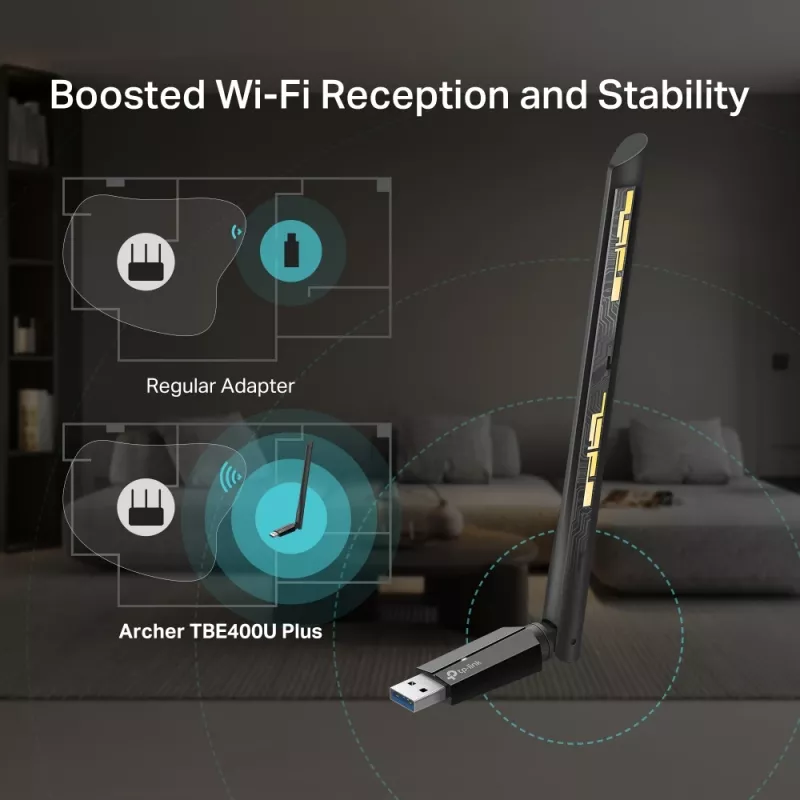 TP-LINK Archer TBE400U Plus BE6500 Tri-Band Wi-Fi 7 High Gain Wireless USB Adapter