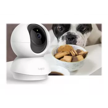 TP-Link Tapo C200 Pan/Tilt Wireless Security Camera, 1080p Full HD, 360° Pan, 114° Tilt, Night Vision, Two-Way Audio, microSD Slot, Works with Alexa & Google Assistant, White