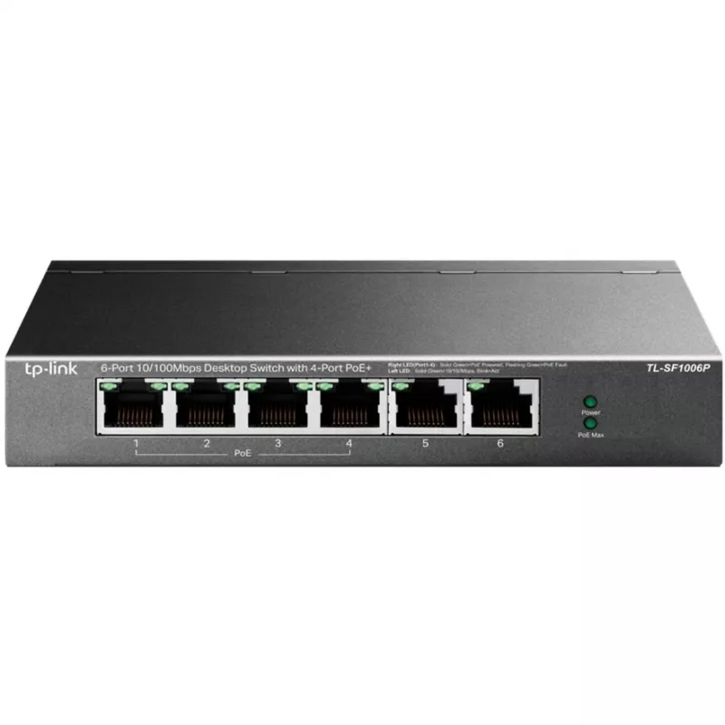 TP-LINK TL-SF1006P 6-Port 10/100 Mbps Desktop Switch with 4-Port PoE+ (67W)