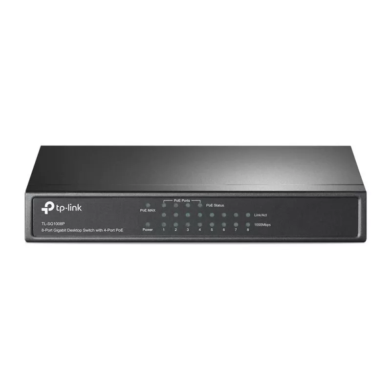 TP-Link TL-SG1008P 8-Port Gigabit Desktop PoE+ Switch, 4 PoE Ports, 64W Budget, Metal TL-SG1008P(UN)
