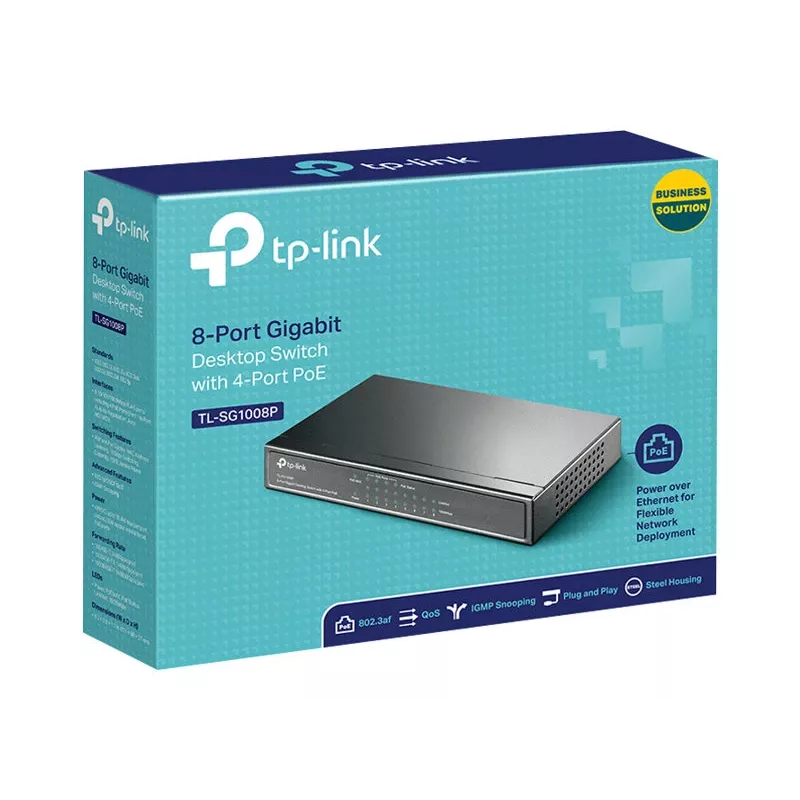 TP-Link TL-SG1008P 8-Port Gigabit Desktop PoE+ Switch, 4 PoE Ports, 64W Budget, Metal TL-SG1008P(UN)