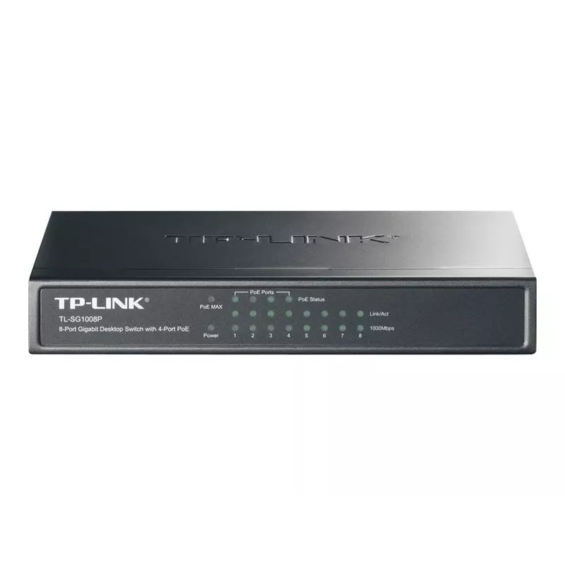 TP-Link TL-SG1008P 8-Port Gigabit Desktop PoE+ Switch, 4 PoE Ports, 64W Budget, Metal TL-SG1008P(UN)